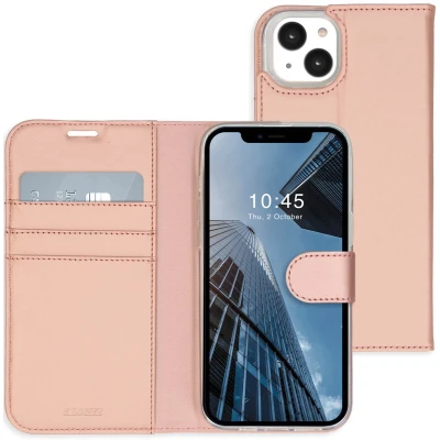 Afbeelding van Accezz Hoesje Geschikt voor iPhone 14 Plus Met Pasjeshouder Wallet Softcase Bookcase Rosé Goud