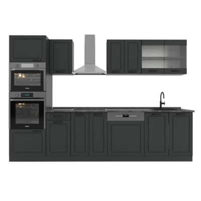 Afbeelding van Vicco Complete keukeneenheid R Line, Antraciet landhuis/antraciet, 300 cm met hoge kast, WB