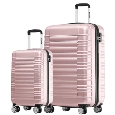 Afbeelding van TRVLMORE koffer en trolleys Handbagage Reiskoffer met wielen 55 x 40 20 cm harde Kleine Licht Zwart, Goud