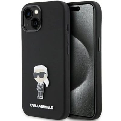 Afbeelding van Karl Lagerfeld iPhone 15 Plus Hardcase hoesje Ikonik Monogram Zwart