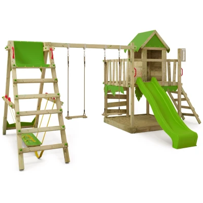Afbeelding van FATMOOSE Speeltoestel JazzyJungle Speeltoren met tropisch design inclusief zandbak