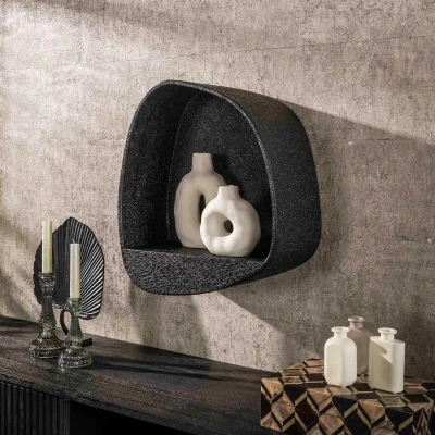 Afbeelding van Hoyz Collection Wandschap Metallic Breed Grijs 21x43x48 cm