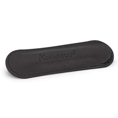 Afbeelding van Kaweco Liliput Eco lederen etui voor 2 pennen, echt met mooi reliëf, chique en klassieke pennenzak, 10 x 1,5 4 cm, zwart