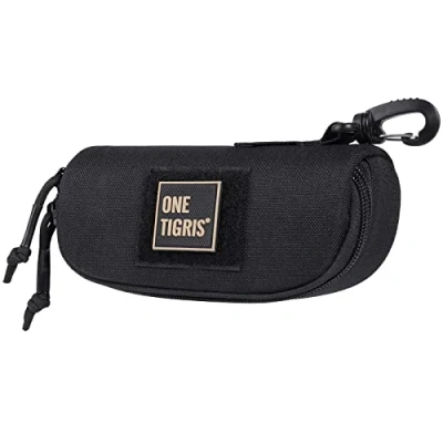Afbeelding van OneTigris Tactische harde brillenkoker met ritssluiting, beschermhoes voor brillen van 1000D nylon Molle (zwart), zwart.