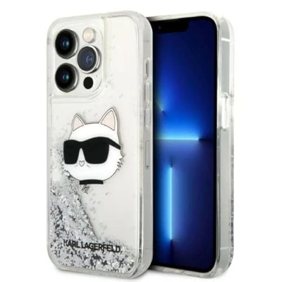 Afbeelding van Karl Lagerfeld KLHCP14XLNCHCS iPhone 14 Pro Max 6.7 zilver/zilver hardcase Glitter Choupette Head