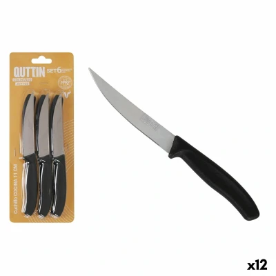 Afbeelding van Vleesmessenset Quttin Zwart Zilverkleurig 6 Onderdelen (12 Stuks)