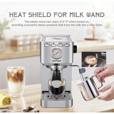 Afbeelding van GRIFEMA Espresso maker koffiemachine melkschuimer GC3003 1350 watt 20 bar