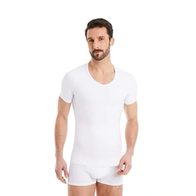Afbeelding van FINN Corrigerend compressieshirt voor heren met buikcontrole Katoenen onderhemd korte mouwen Body Shaper een plattere buik, Wit