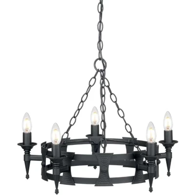 Afbeelding van Elstead Lighting LED Kroonluchter 5X E14 Max 60W Dimbaar Black