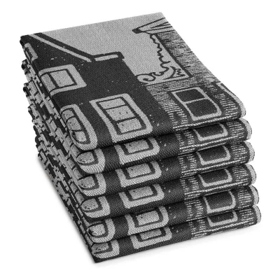 Afbeelding van DDDDD 6x Theedoek Baxter 60x65 cm Zwart Set van 6 stuks