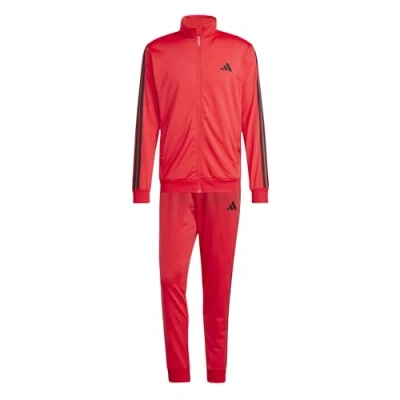 Afbeelding van adidas Sportkleding voor heren, basic, 3 strepen, gebreid trackpak, pure robijn, M lang