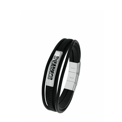 Afbeelding van by Scorpions 2040520 Bracelet en acier inoxydable et cuir unisexe pour homme femme 19,5 + 1,5 cm Argenté Livré dans une boîte cadeau