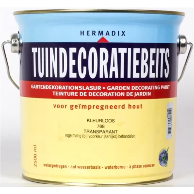 Afbeelding van Hermadix Tuindecoratiebeits Transparant 768 Kleurloos 2,5 liter Tuinbeits