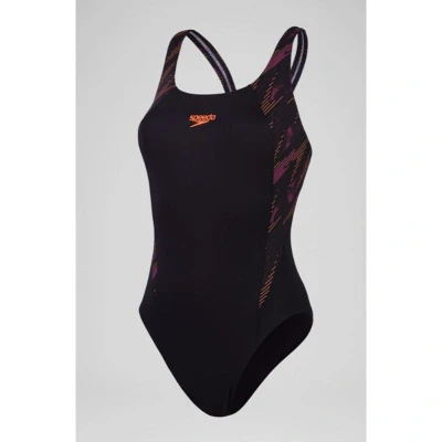 Afbeelding van Speedo Womens Hyperboom Splice Muscleback Badpak, Dames, Maat: 38, Black/plum dandy/siren red