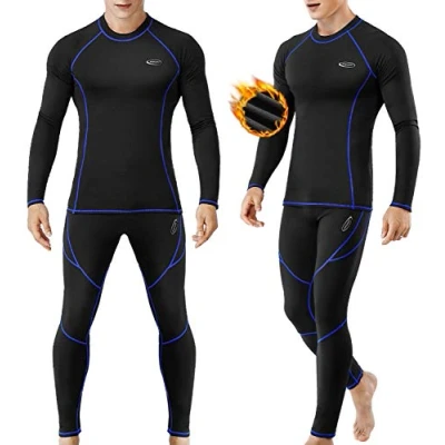 Afbeelding van Mobiusphy thermo ondergoed voor heren, functioneel ondergoed, ski winter warm, zacht, ademend, onderhemd, onderbroek., Zwart, M