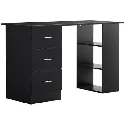 Afbeelding van Homcom bureau, 3 laden, inlegplanken, groot dienblad, 120 x 49 72 cm, spaanplaat, zwart