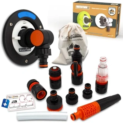 Afbeelding van MaJoCompTec® Waterwin 3 polige adapter D: 78 voor watervuluitloop, tankdop met wateraansluiting, camper accessoires, caravan, Flex versie aansluitset