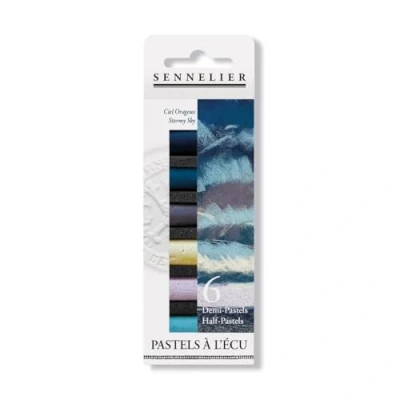 Afbeelding van Assortiment van 6 extra fijne Sennelier halfpastels met analoge kleuren (stormhemel)