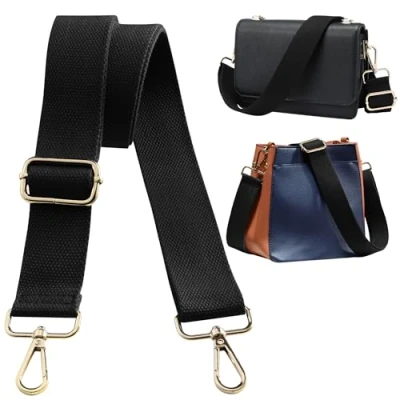 Afbeelding van Navaris Sangle sac Bandouliere pour a main avec longueur réglable de 75 à 138 cm remplacement homme femme lanière noir