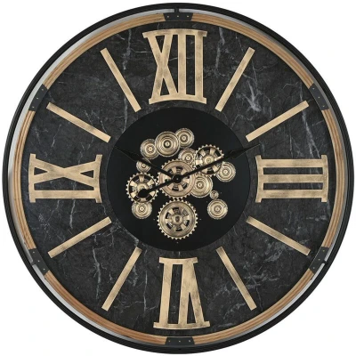 Afbeelding van Home ESPRIT Muurklok Metaal Kristal 127 X 9 cm Zwart Goud
