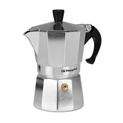 Afbeelding van Orbegozo KF 300 Italiaans koffiezetapparaat van aluminium, 3 kopjes inhoud (145 ml), voor gebruik op gas , elektrische en glaskeramische fornuizen