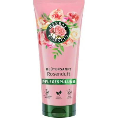 Afbeelding van Herbal Essences Zachte bloemenconditioner, roze geur, 250 ml, van dof haar tot zijdeachtig, glanzend haar, met rozenessentie, ingrediënten natuurlijke oorsprong, veganistisch