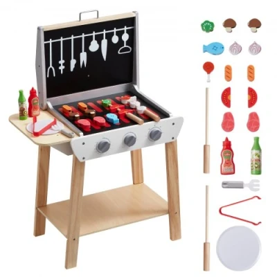 Image de VEVOR Ensemble de jouet BBQ pour enfant en bois aliment outil grillade 21 PCS