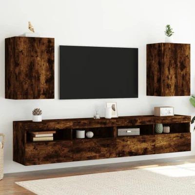 Afbeelding van Tv wandmeubels 2 st 40,5x30x60 cm bewerkt hout gerookt eiken