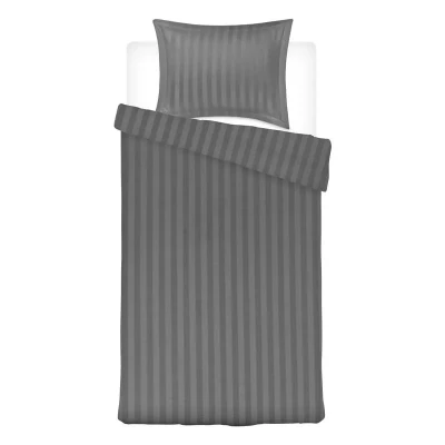 Image de Papillon Uni Satin housse de couette 1 personne (140x200 cm + taie d&#039;oreiller) Gris