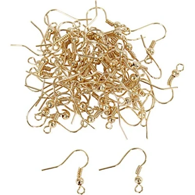Afbeelding van Franse oorbelhaak, l: 18 mm, 100 stuks, verguld
