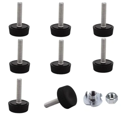 Afbeelding van SKIR&#039;CO 8 stuks M5 x 20 mm meubelnivelleringsvoeten, ronde verstelbare metalen poten, schroefdraadstang, nivelleringsvoet (moeren inbegrepen)