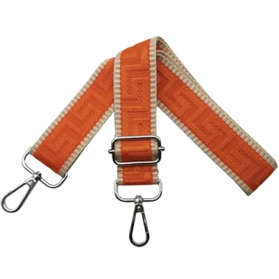 Afbeelding van tasriem, verstelbare breedte 3,8 cm, met zilveren karabijnhaak, draagriem voor dameshandtassen, kaki/oranje, K34