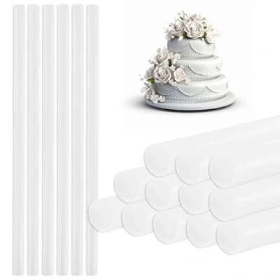 Afbeelding van EASYKEENECOM 12 stuks taartbouten van kunststof, taarthouders, herbruikbaar, taartstandaards, voor het bouwen en stapelen gelaagde taarten (30 cm)