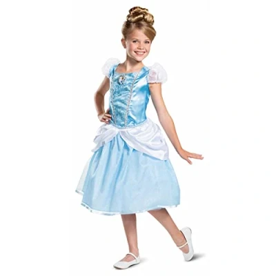 Afbeelding van Smiffy&#039;s Assepoester Kostuum Disney Deluxe Blauwe Prinses Meisje Blauw Medium Carnavalskleding Verkleedkleding