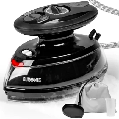 Afbeelding van Duronic SI3 BK Reisstoomstrijkijzer, 400 W, licht en compact, 495 g, ideaal voor onderweg, geschikt handwerk patchworks, inclusief accessoires