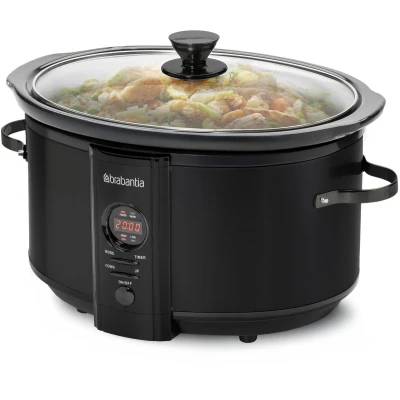 Afbeelding van Brabantia Slowcooker 6.5 Liter 320 Watt Warmhoudfunctie Keramische Binnenpan Zwart BBEK1083MB
