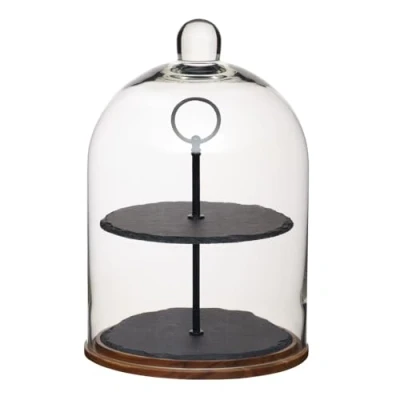 Afbeelding van Artesà Etagere 2 Laags met glazen cloche