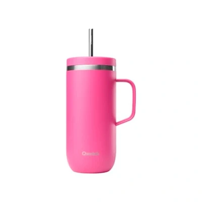 Afbeelding van QWETCH Cold Cup 600 ml met handvat en rietje 24 uur ijskoud 12 koud (magenta)
