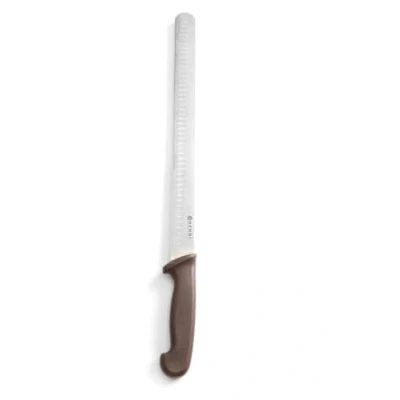 Afbeelding van HENDI HACCP Broodmes, keukenmes, vaatwasmachinebestendig, voor gekookt vlees, lemmet 350 mm, lengte 490 roestvrij staal, polypropyleen, bruin