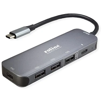 Afbeelding van Roline USB 3.2 Gen 2 hub 4 poorten Grijs