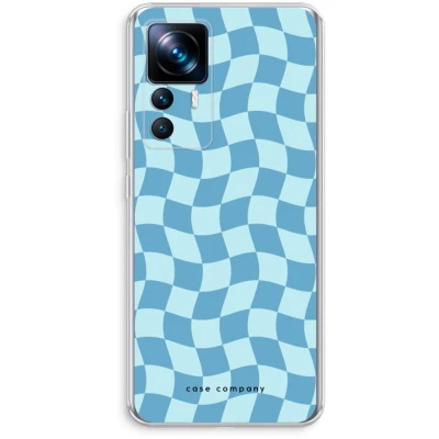 Afbeelding van Case Company® hoesje geschikt voor Xiaomi 12T Pro Grid Blauw Soft Cover Telefoonhoesje Bescherming aan alle Kanten en Schermrand