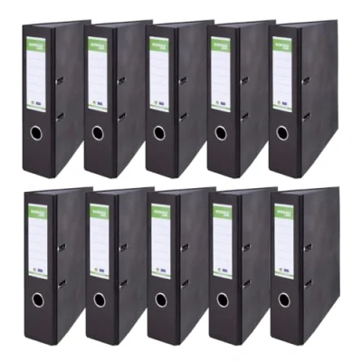 Afbeelding van DONAU Eco 10 stuks voordelige basic mappen, A4 formaat, 8 cm breed, stuks/kleur, grijs gemengd met zwart, bureaumap