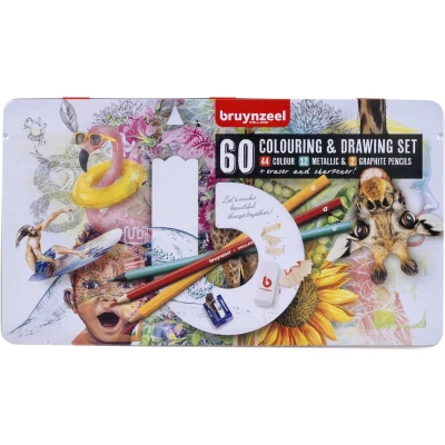 Afbeelding van Kleurpotloden Bruynzeel creatief kunstenaarsblik 60stuks assorti