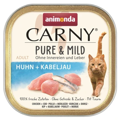 Afbeelding van Voordeelpakket: 64 x 100 g animonda Carny Adult Puur &amp; Mild kip + kabeljauw nat kattenvoer