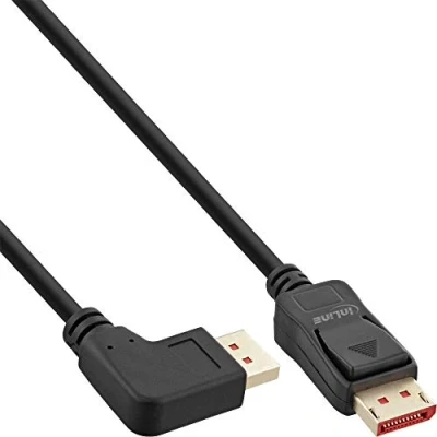 Afbeelding van Premium DisplayPort kabel 90 haaks naar links versie 1.4 (5K/8K 60Hz) / zwart 1 meter