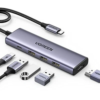 Image de Hub USB C 5 en 1 UGREEN Gris avec HDMI 4K 100W PD Charge 3 Ports A 3.0