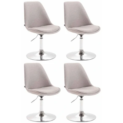 Image de CLP Lot de 4 Chaises salle à manger Maverick tissu avec pied trompette , Gris/Chrome
