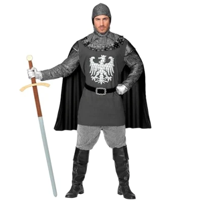 Afbeelding van Widmann Middeleeuwse &amp; Renaissance Strijders Kostuum Donkere Ridder Hurtwell Broeder Van De Nacht Man Zwart Medium Carnavalskleding Verkleedkleding
