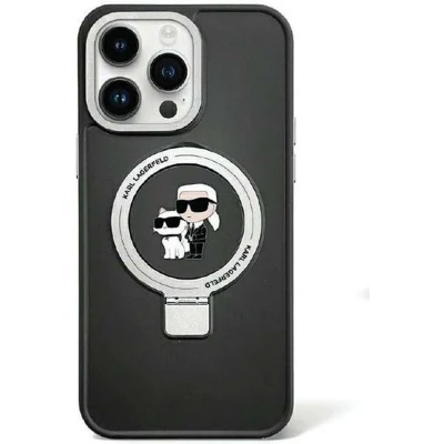 Afbeelding van Karl Lagerfeld Ring Stand &amp; Choupette Hard Case Back Cover met MagSafe voor Apple iPhone 15 Zwart