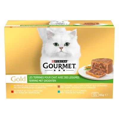Afbeelding van 96x85g Terrine met Groente Gourmet Gold Kattenvoer